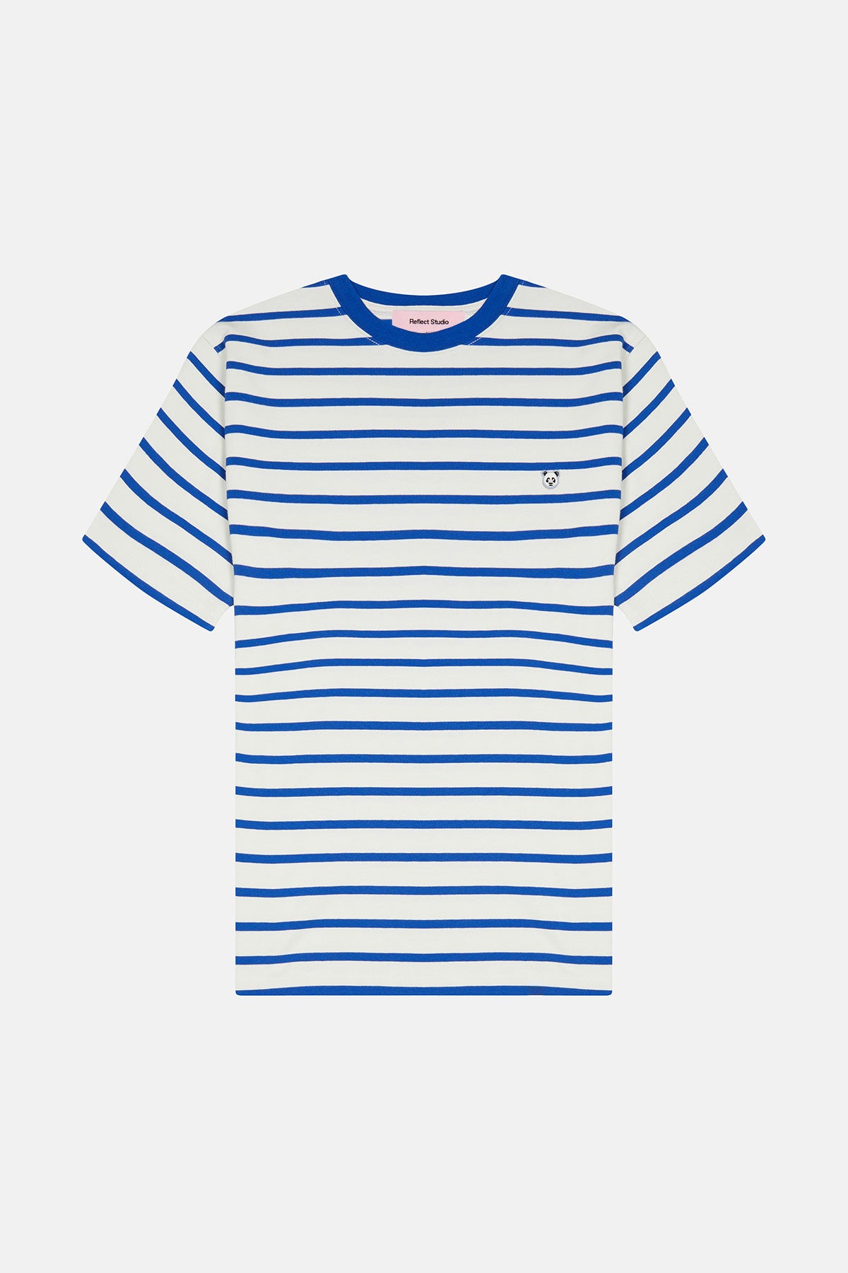 Panda Heavyweight Çizgili T-Shirt - Mavi/Ekru