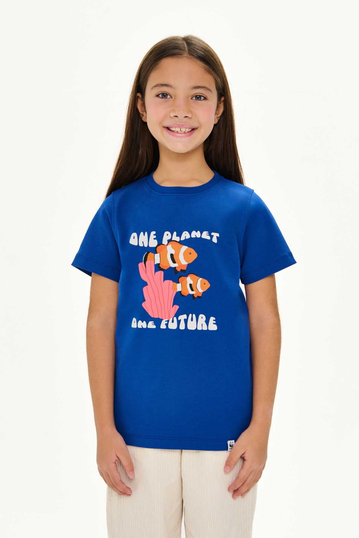 One Planet One Future Premium Çocuk T-Shirt - Saks Mavi