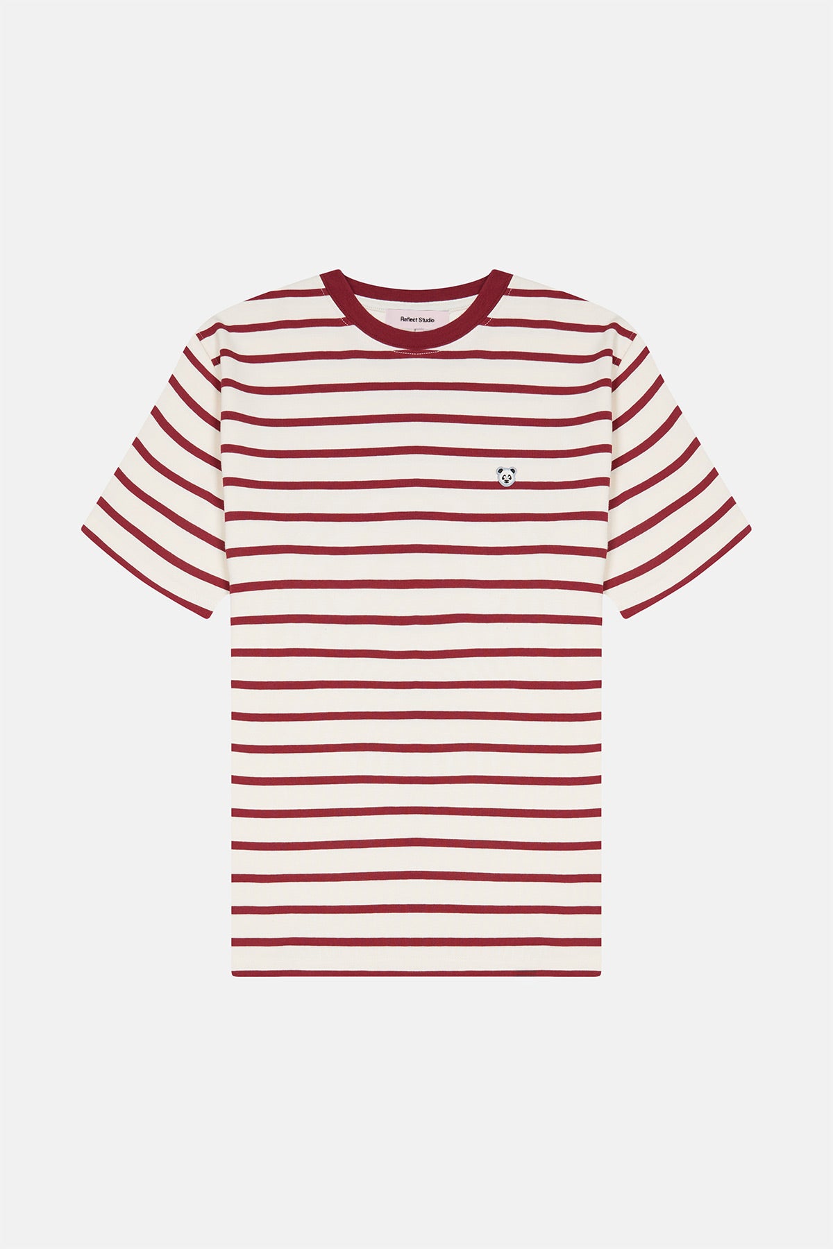 Panda Heavyweight Çizgili T-Shirt - Kırmızı/Ekru