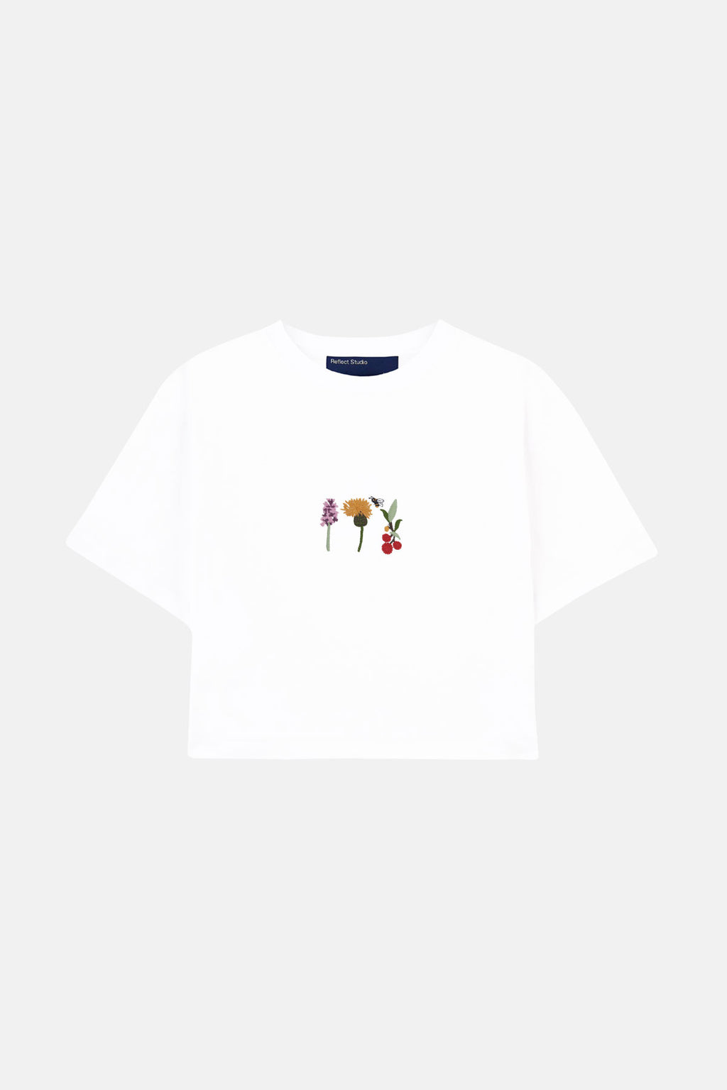 Flowers Premium Crop T-Shirt - Beyaz