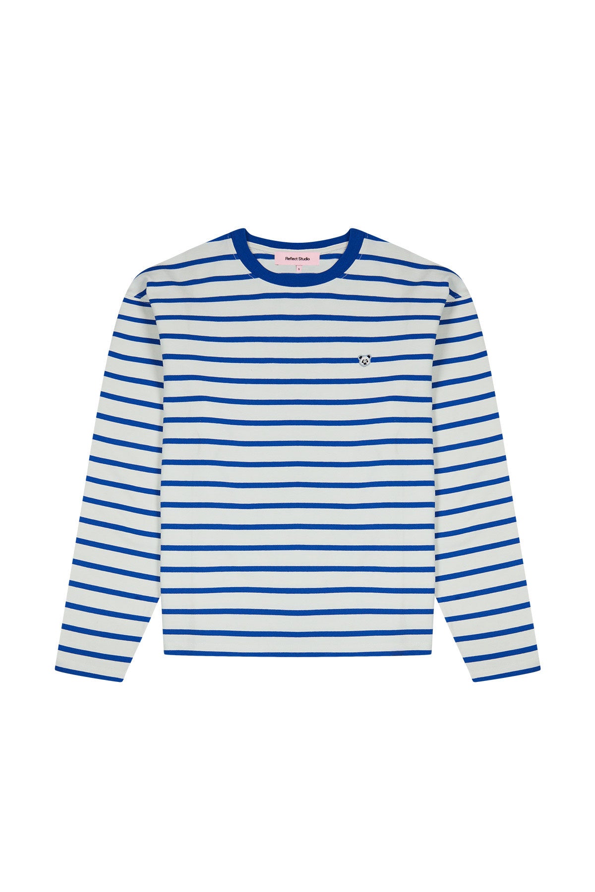 Panda Heavyweight Çizgili Uzun Kollu T-Shirt - Mavi/Ekru