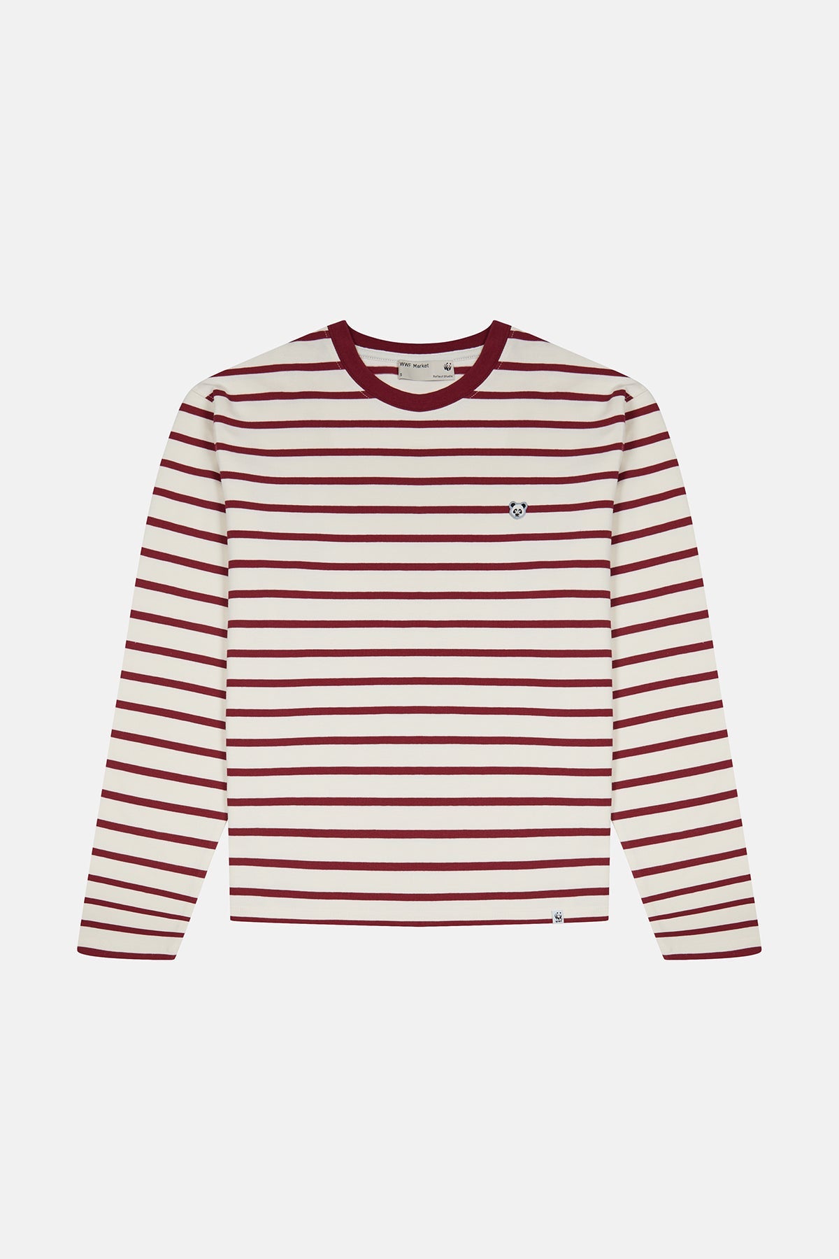 Panda Premium Uzunkollu T-shirt - Kırmızı / Ekru