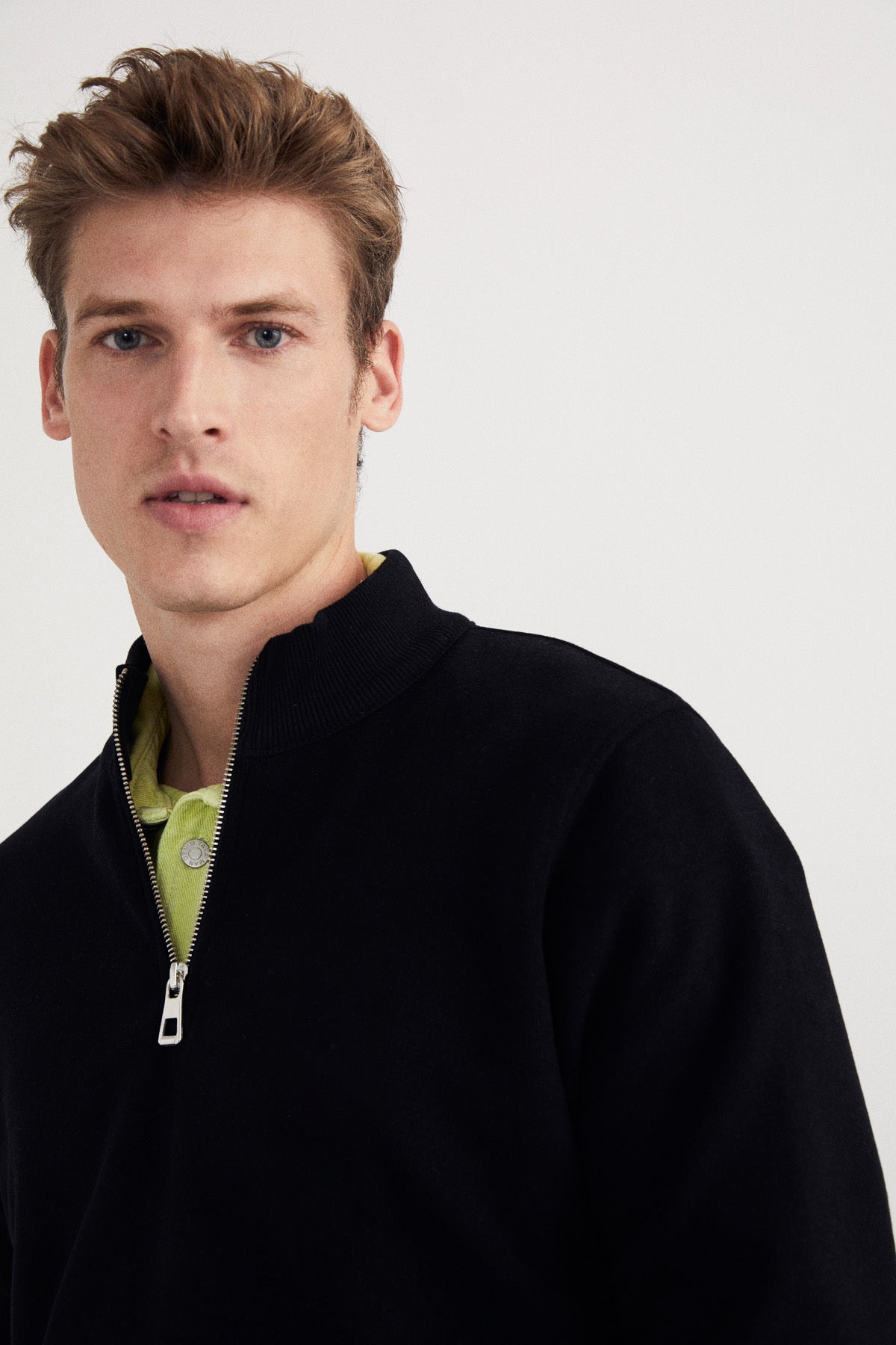 Basic SuperSoft Quarter-Zip Sweatshirt - Siyah