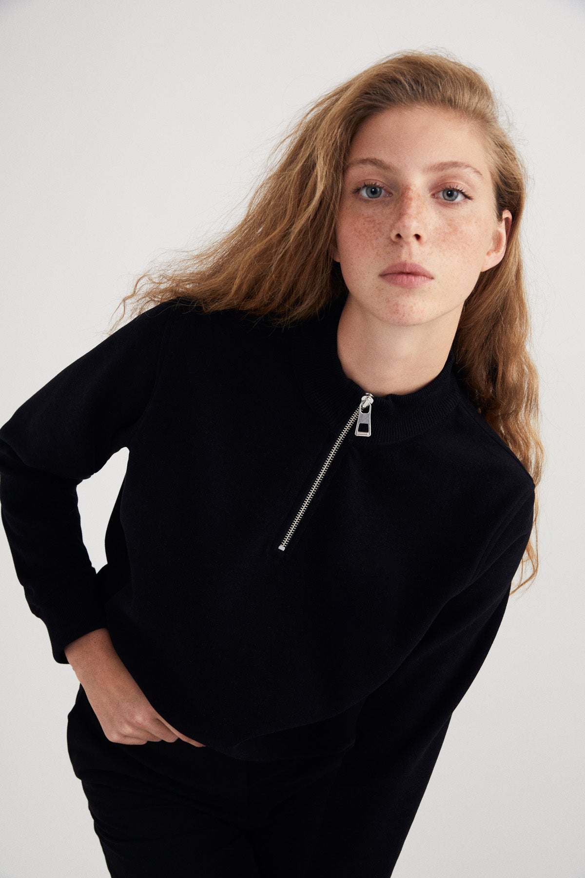 Basic SuperSoft Quarter-Zip Sweatshirt - Siyah