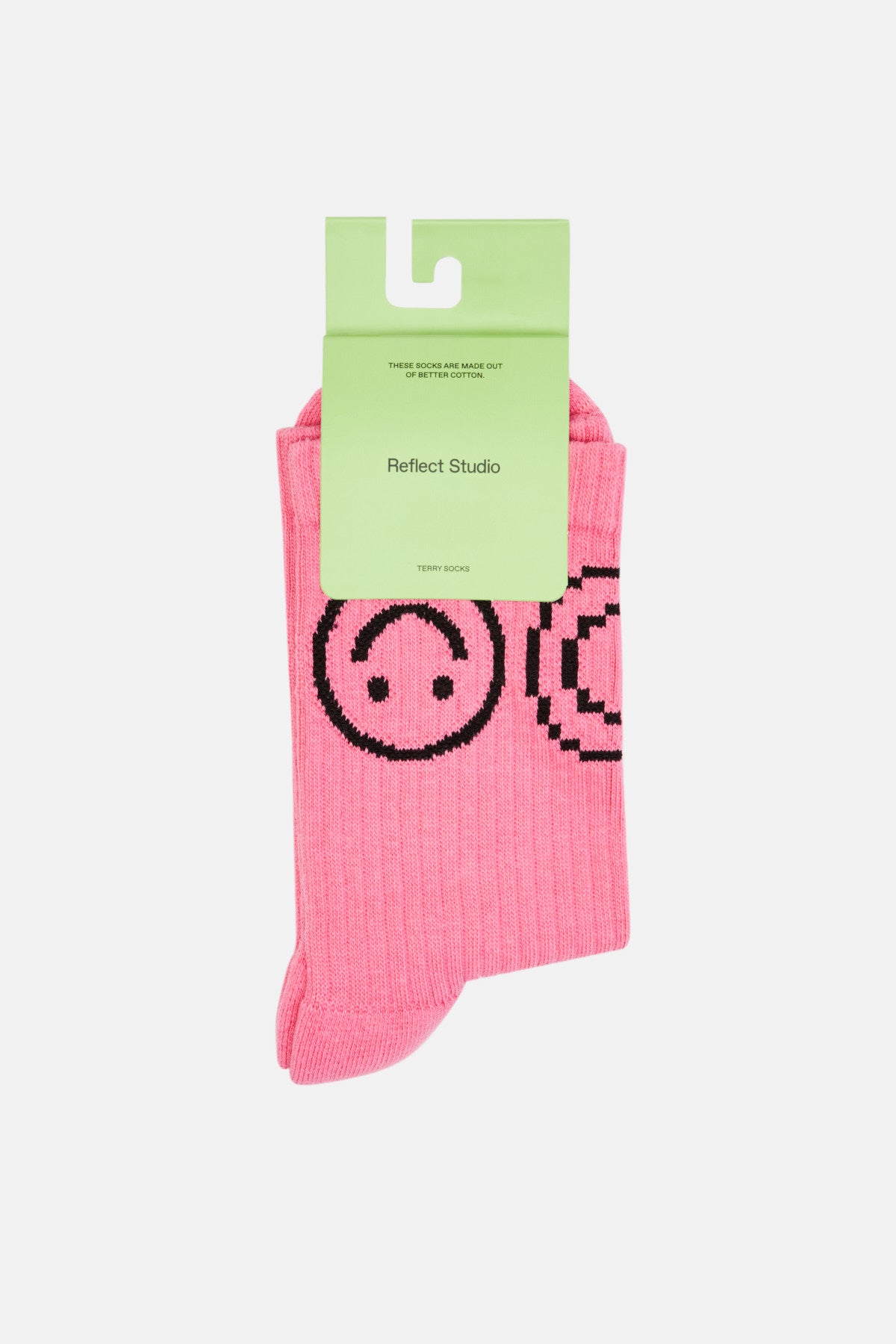 Ribbed Smiley Socks - Pink