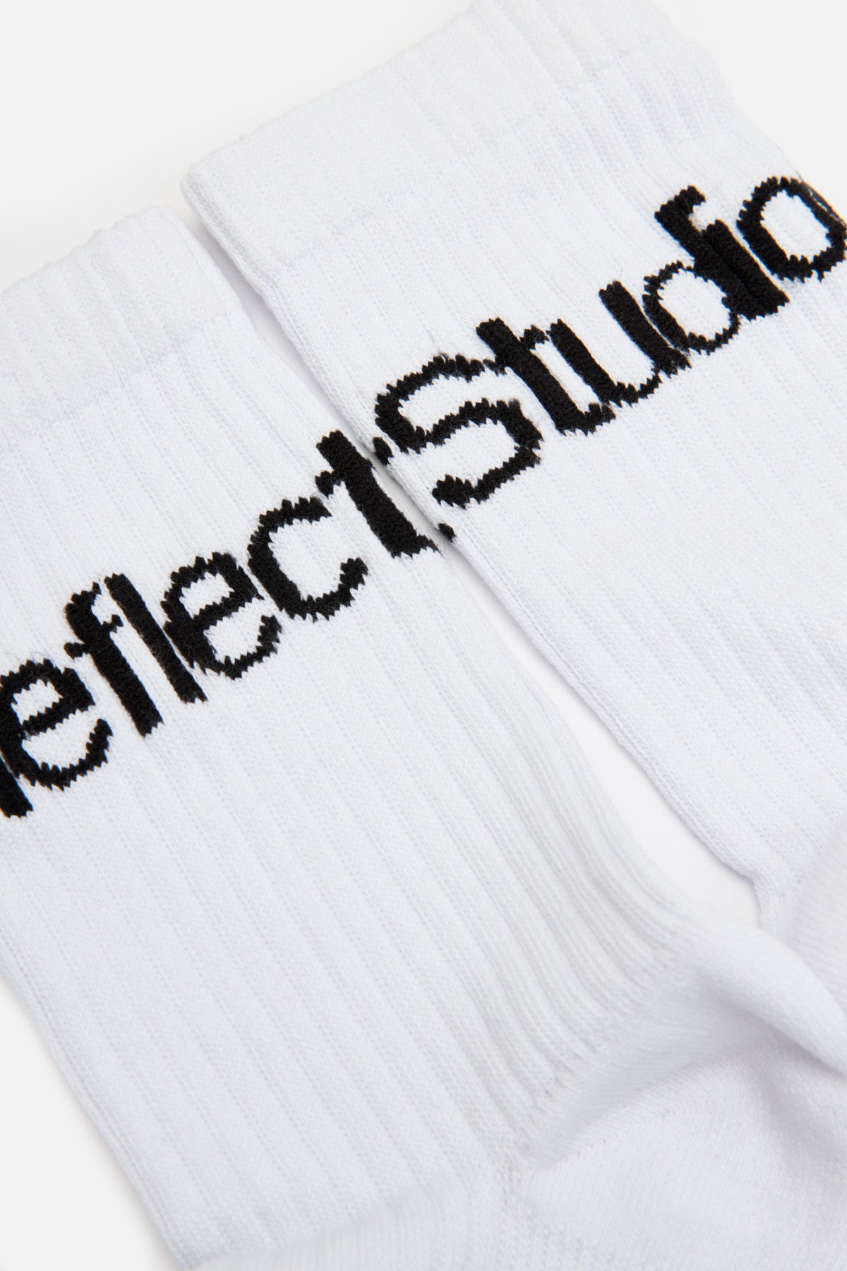 Ribbed Logo Socks - White