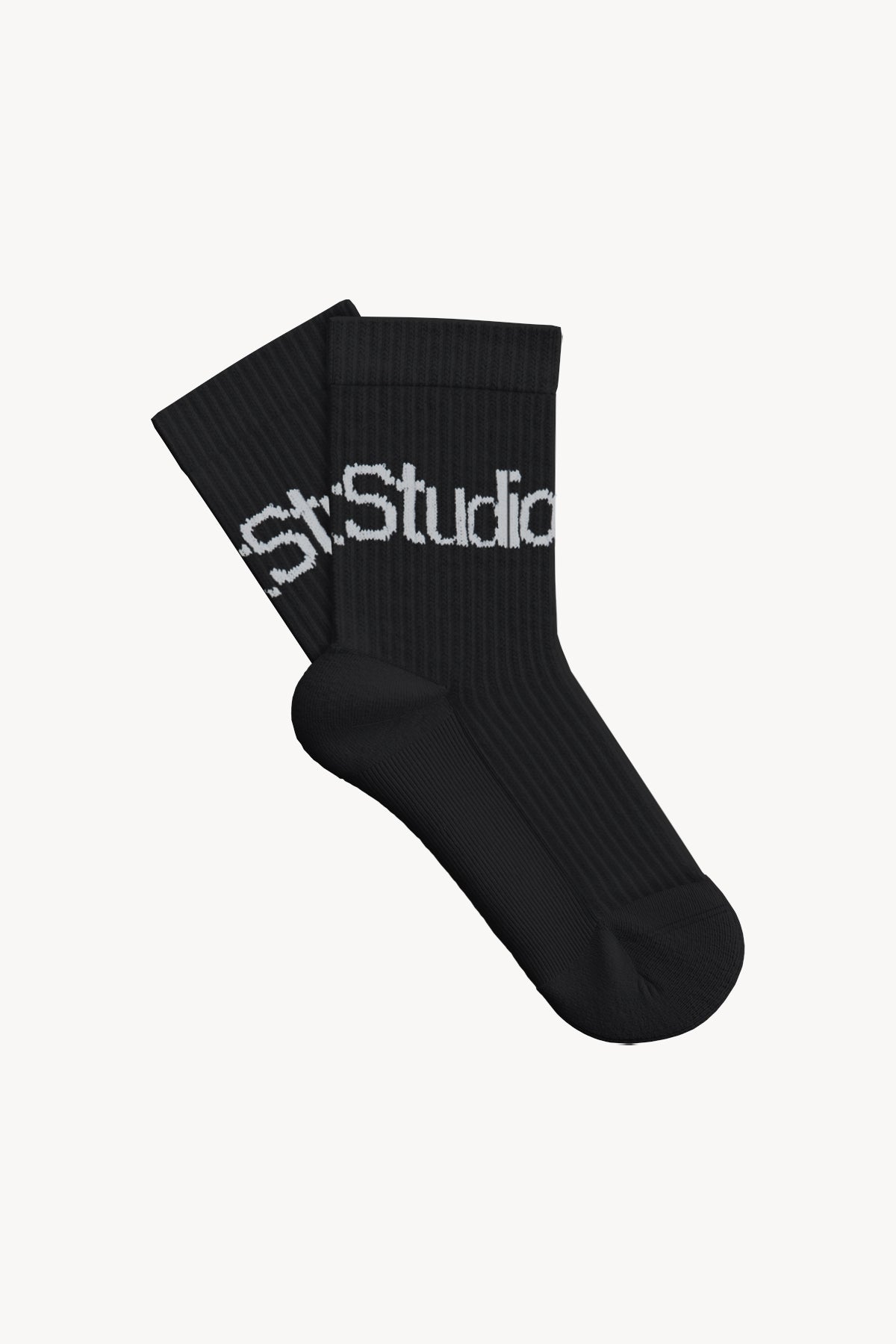 Ribbed Logo Socks - Black