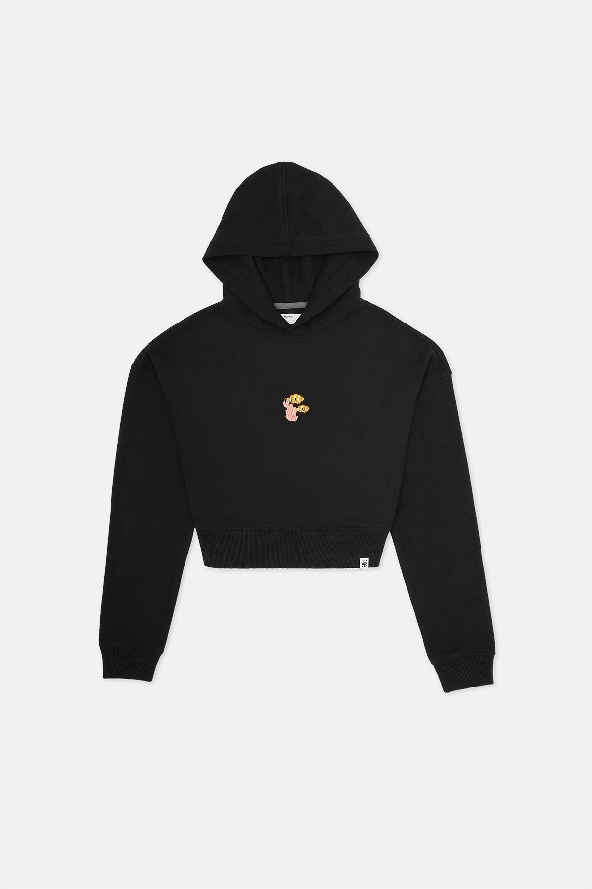 Palyaço Balığı Super Soft Crop Hoodie  - Siyah