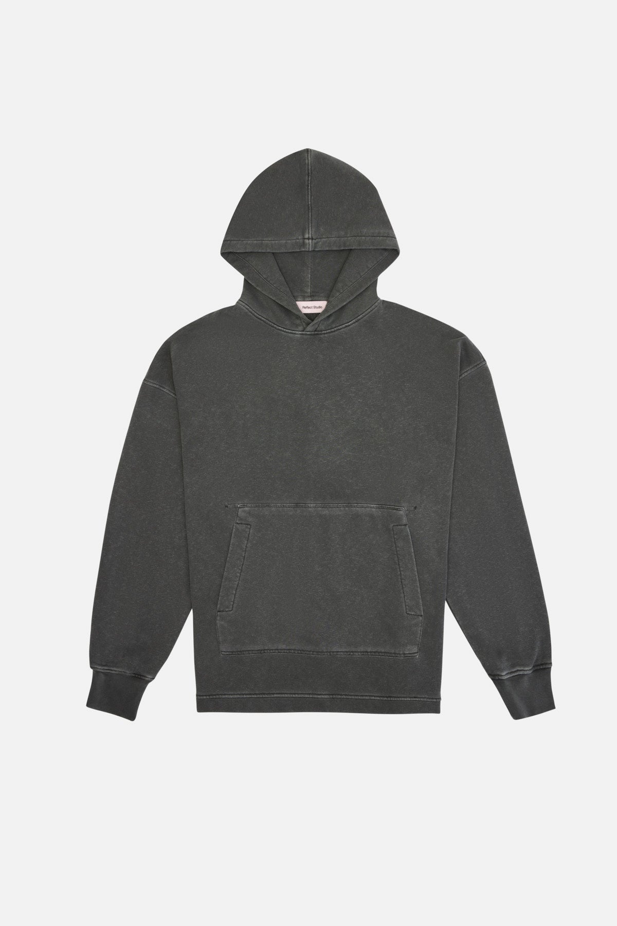 Logo Print Washed Oversize Hoodie - Black