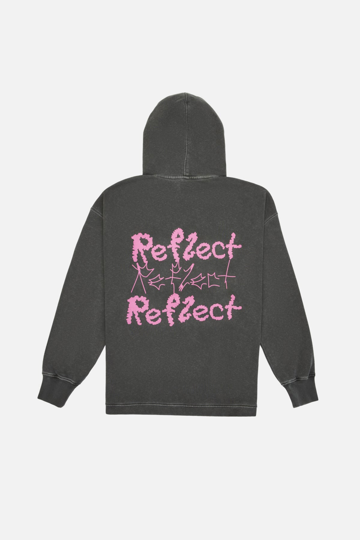 Logo Print Washed Oversize Hoodie - Black