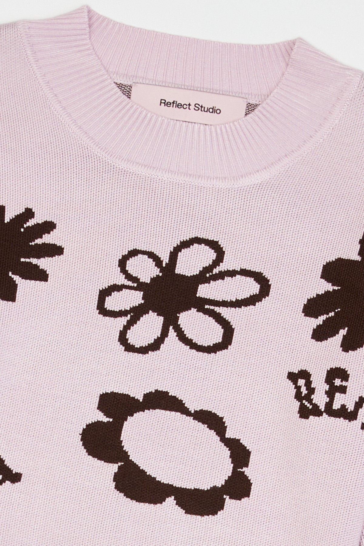 Logo Pattern Crop Knit Top - Lilac-Brown