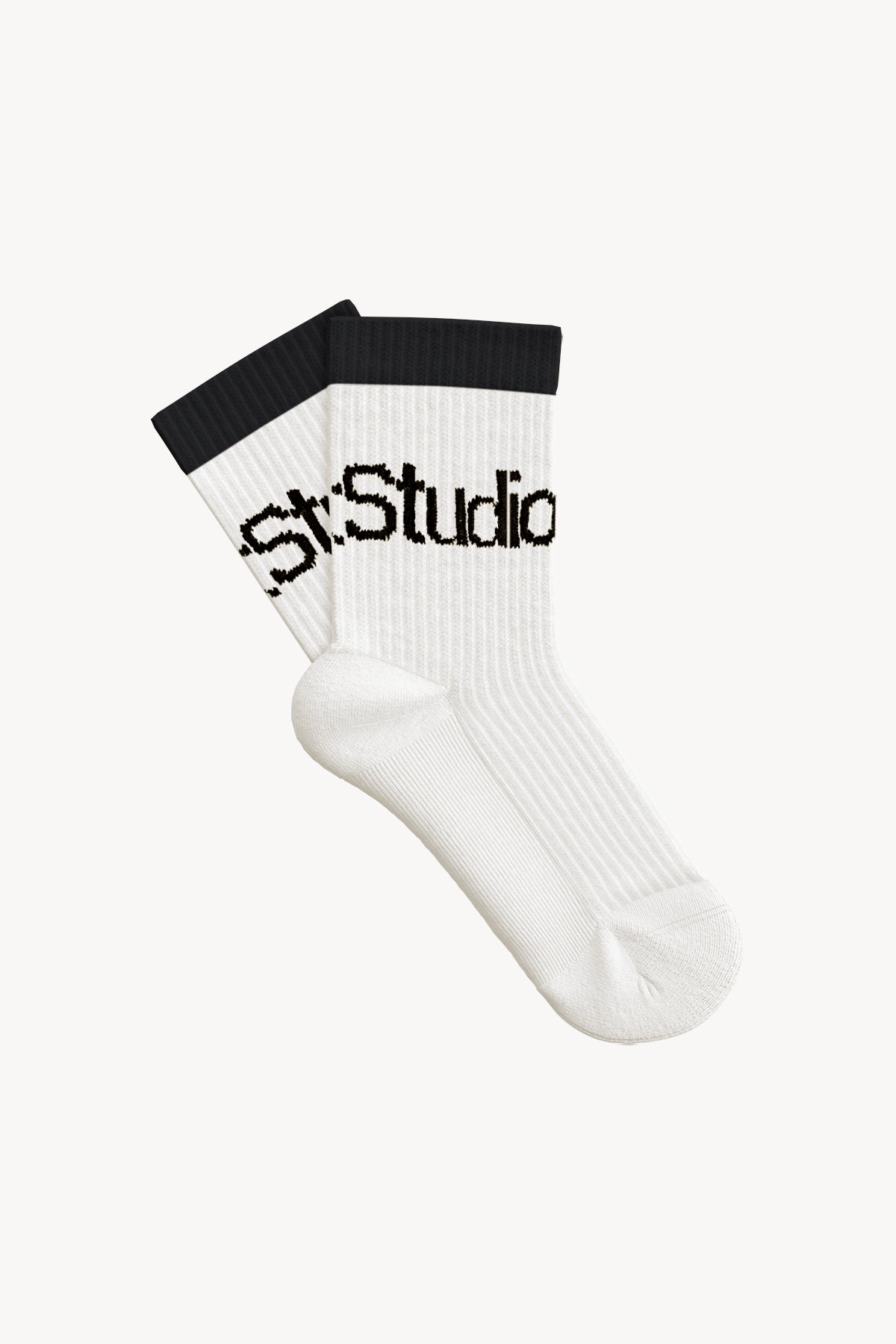 Ribbed Logo Socks - Black & White