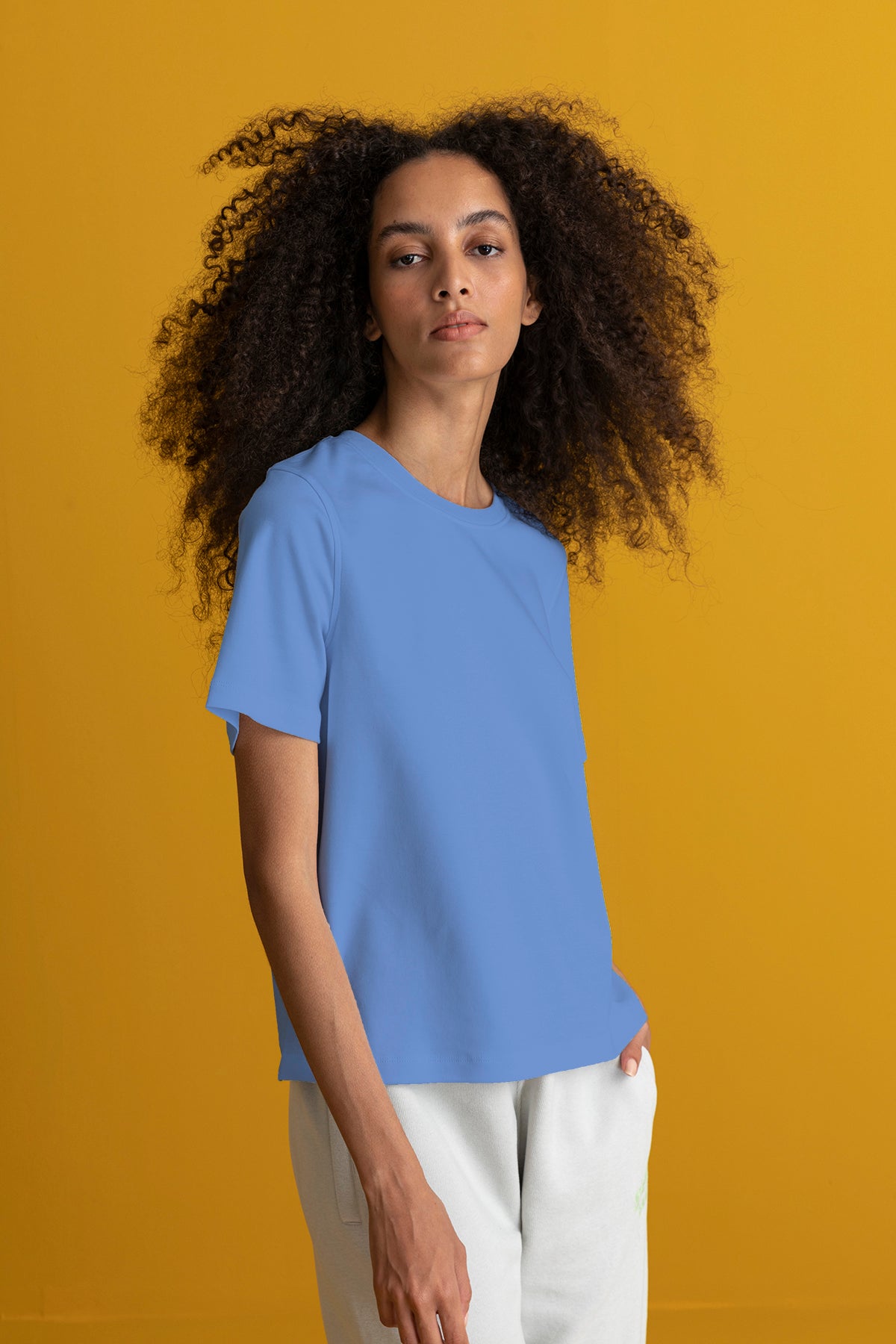 Basic Light-Weight Kadın T-Shirt - Mavi