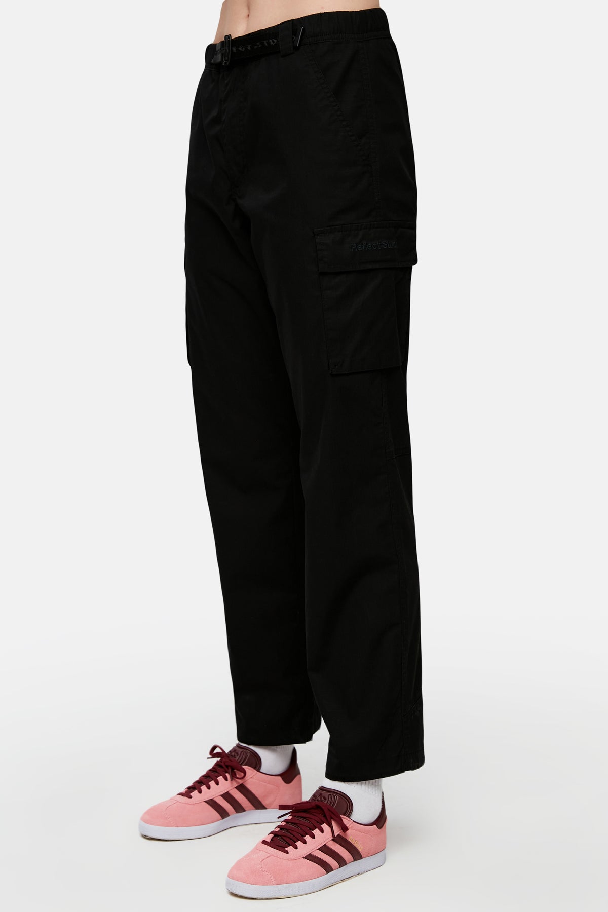 Belted Logo Embroidered Trackpants - Black