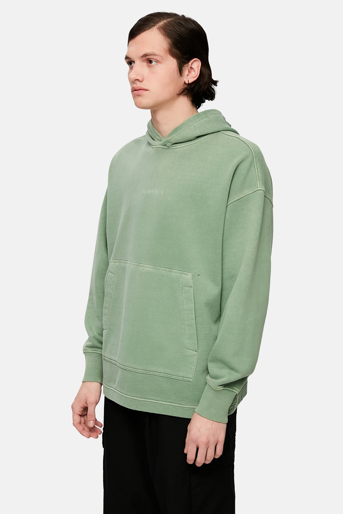 Logo Embroidered Washed Oversize Hoodie - Green