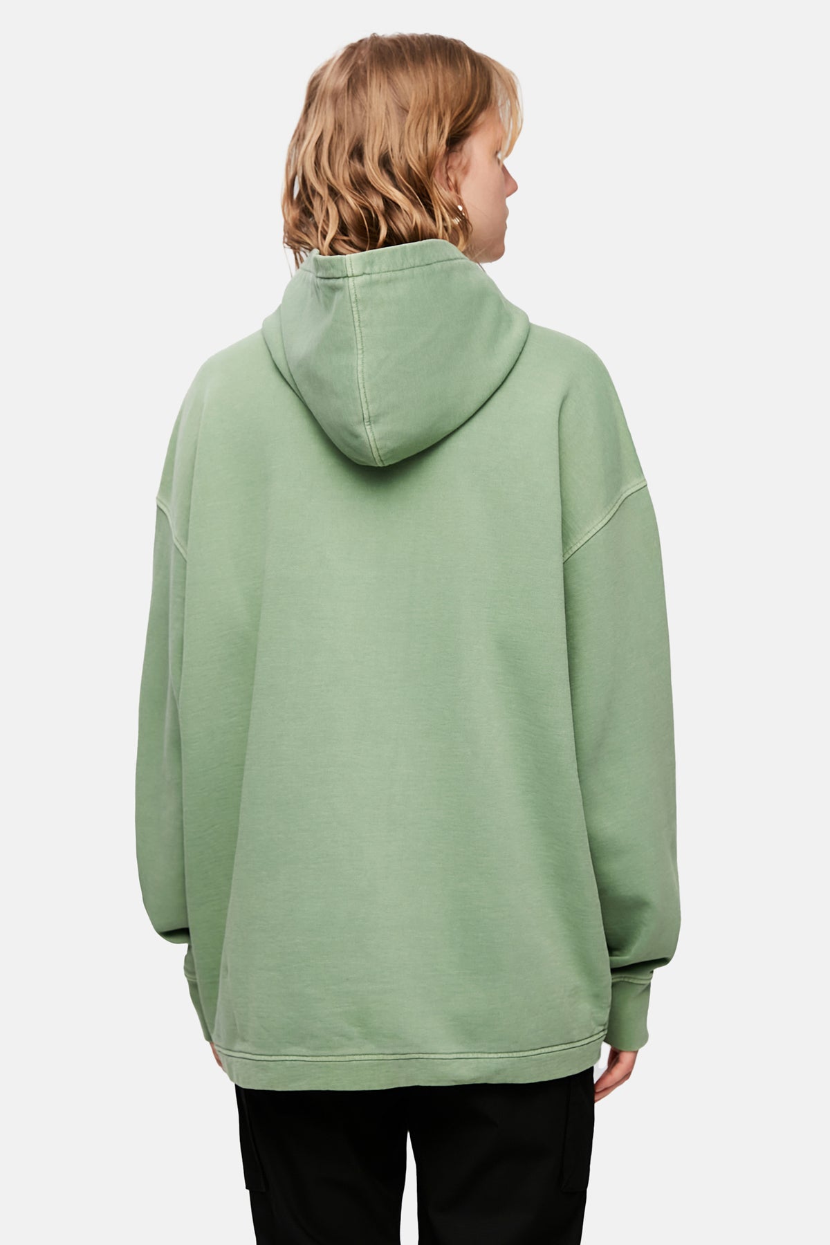 Logo Embroidered Washed Oversize Hoodie - Green