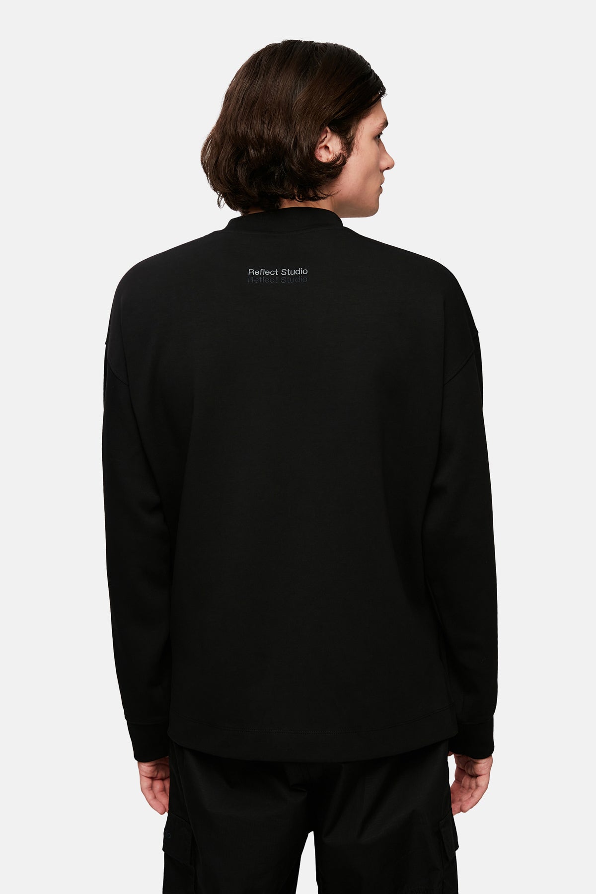 Smiley High Neck Relaxed Fit Sweatshirt - Black