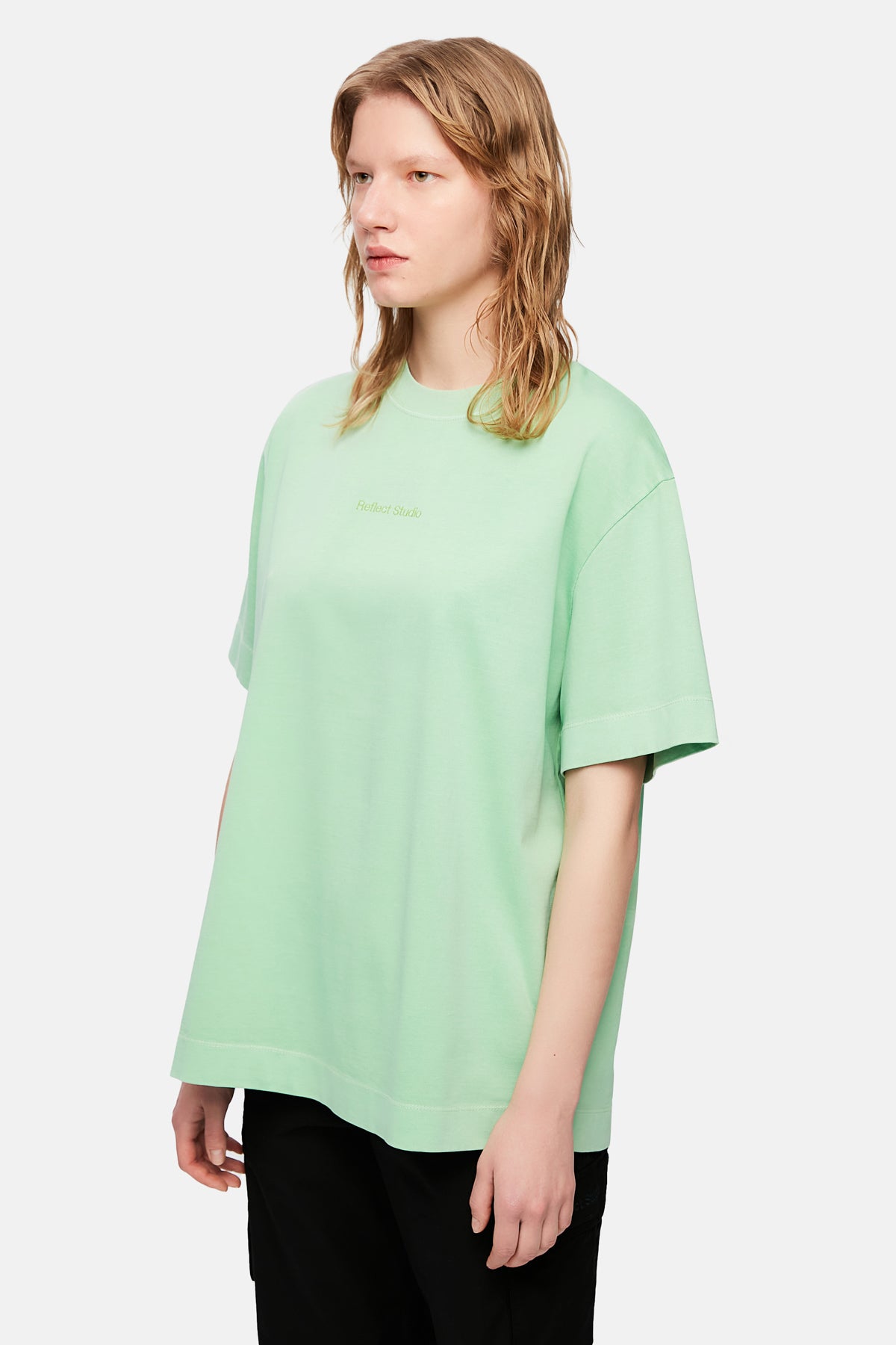 Logo Embroidered Washed  T-shirt - Green