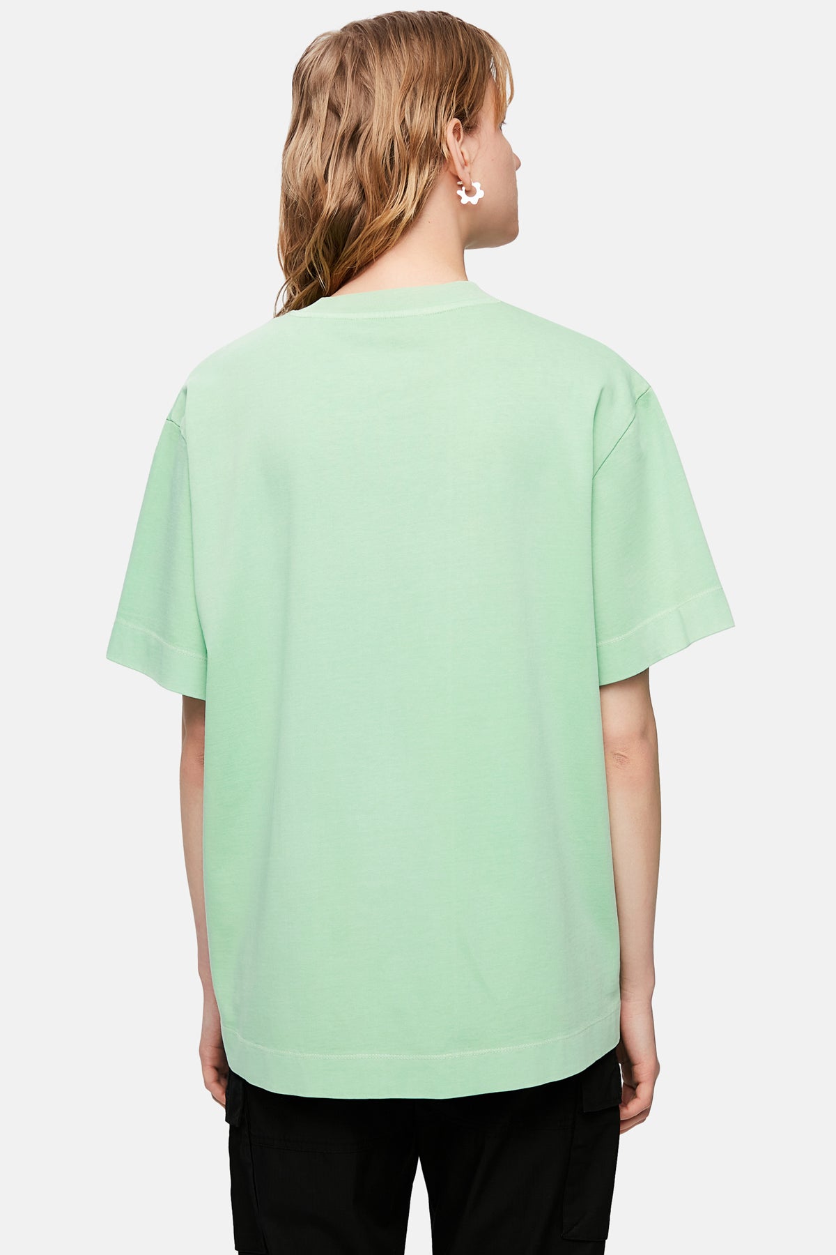 Logo Embroidered Washed  T-shirt - Green