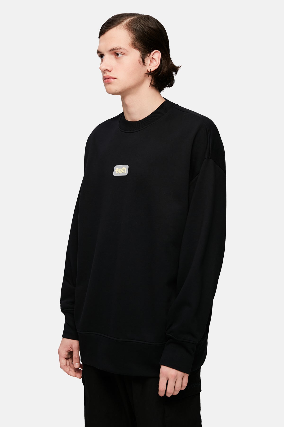 Logo Tag Oversize Sweatshirt - Black