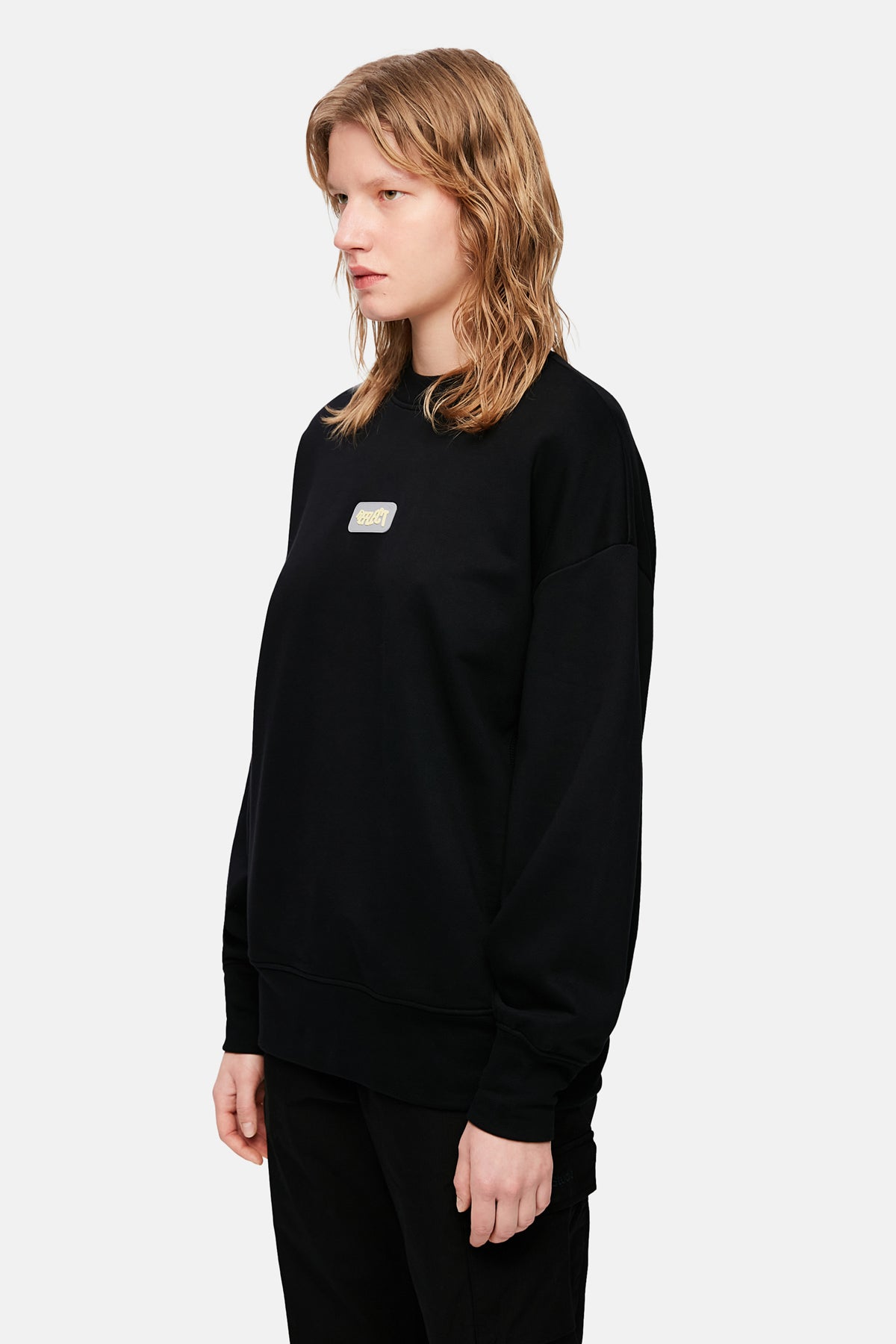 Logo Tag Oversize Sweatshirt - Black
